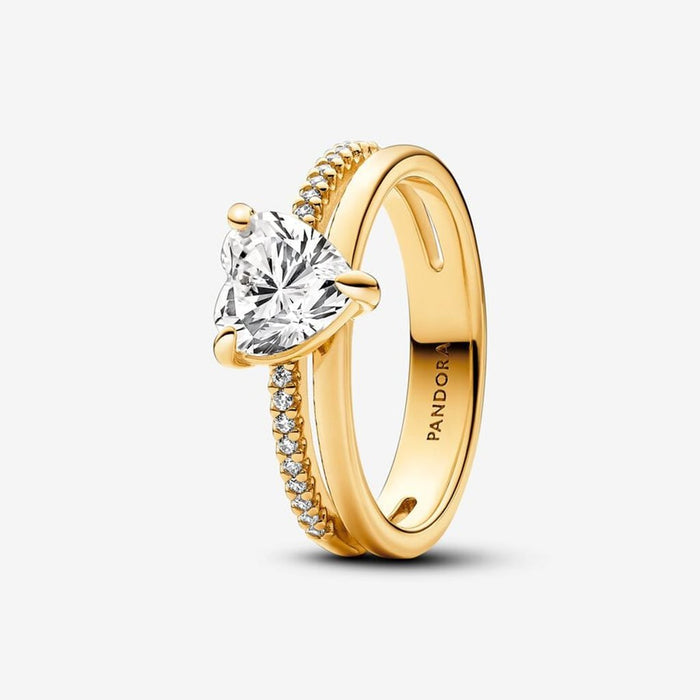 PANDORA : Double Band Heart Ring - Gold - PANDORA : Double Band Heart Ring - Gold