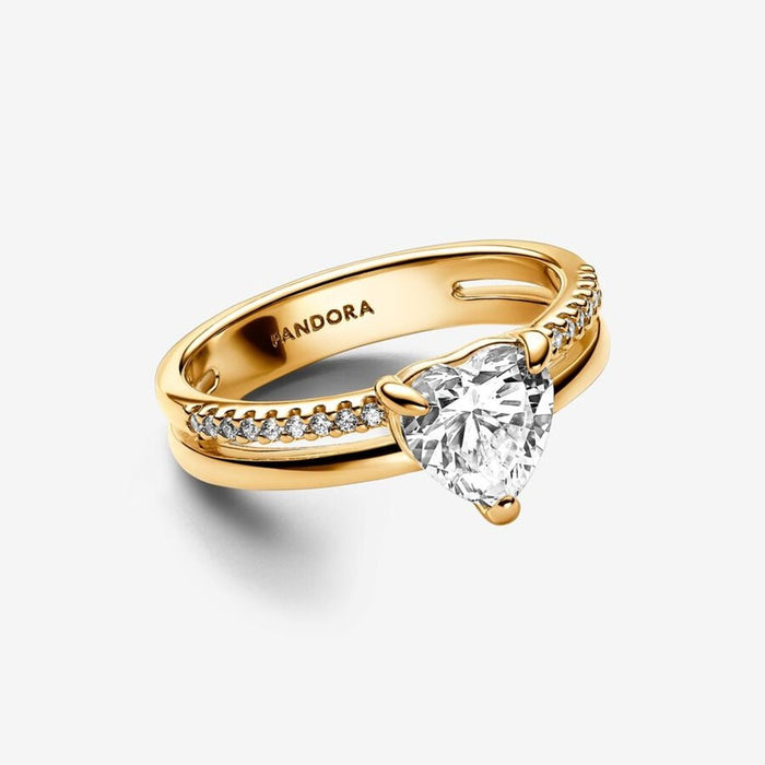 PANDORA : Double Band Heart Ring - Gold - PANDORA : Double Band Heart Ring - Gold