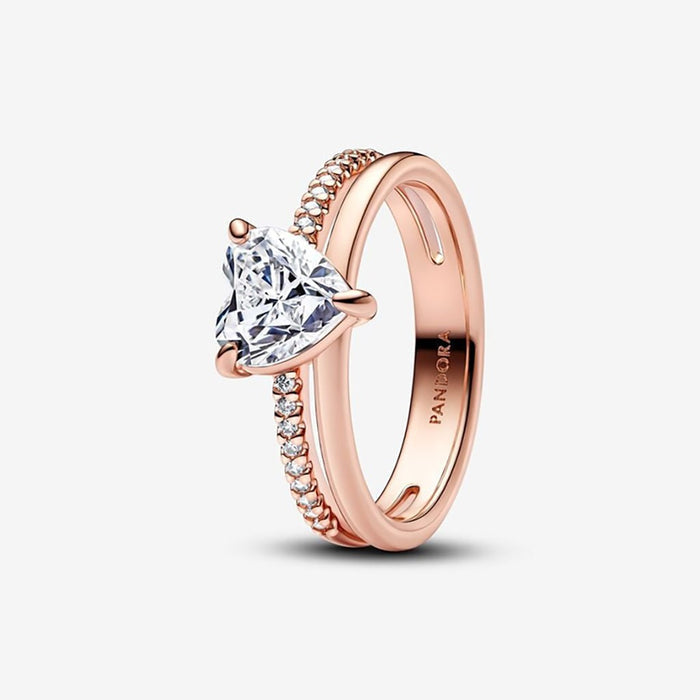 Pandora - Double Band Heart Ring - Pandora ring - Promise ring - Rose gold ring - Pandora near me - gifts for her - gift ideas for her