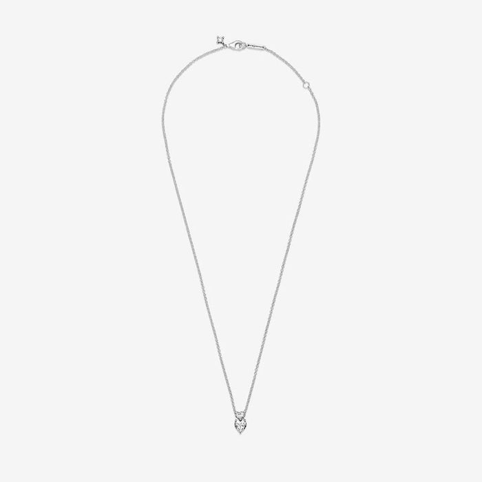 "PANDORA : Double Heart Pendant Sparkling Collier Necklace -"