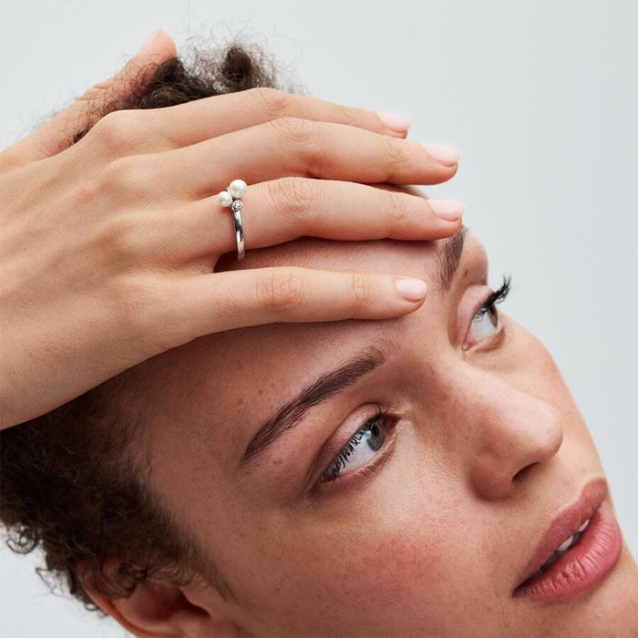 PANDORA : Duo Treated Freshwater Cultured Pearls Ring - Sterling Silver - PANDORA : Duo Treated Freshwater Cultured Pearls Ring - Sterling Silver