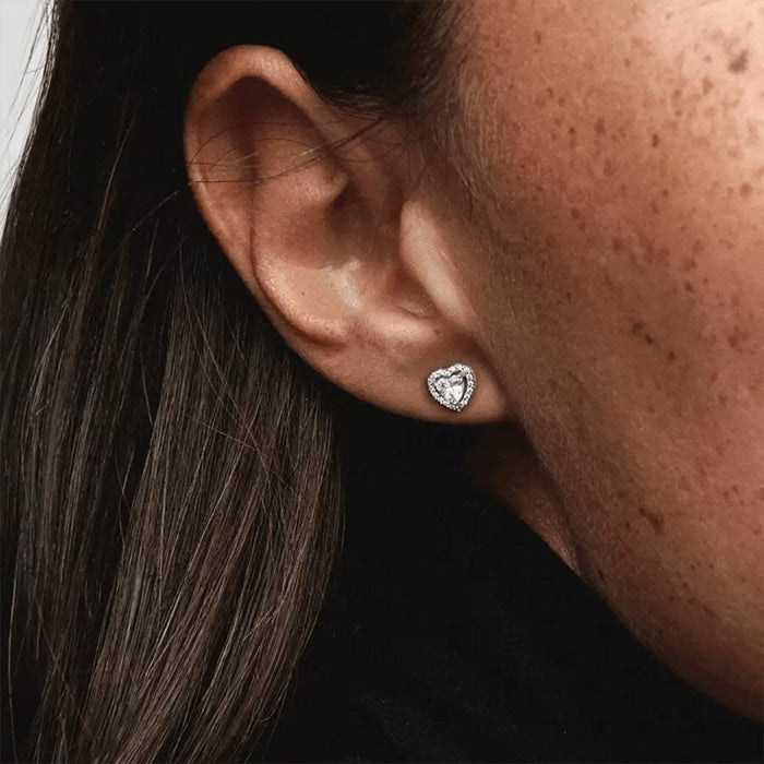 "PANDORA : Elevated Heart Stud Earrings -"
