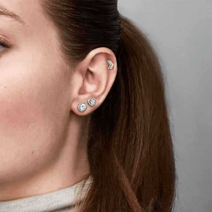 "PANDORA : Elevated Heart Stud Earrings -"