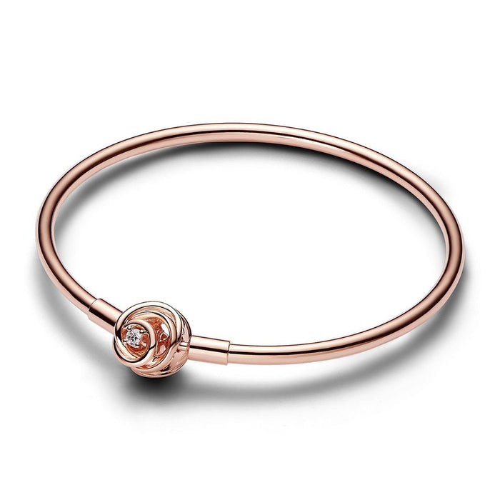 PANDORA : Pandora Moments Encircled Clasp Bangle - Rose Gold - PANDORA : Pandora Moments Encircled Clasp Bangle - Rose Gold