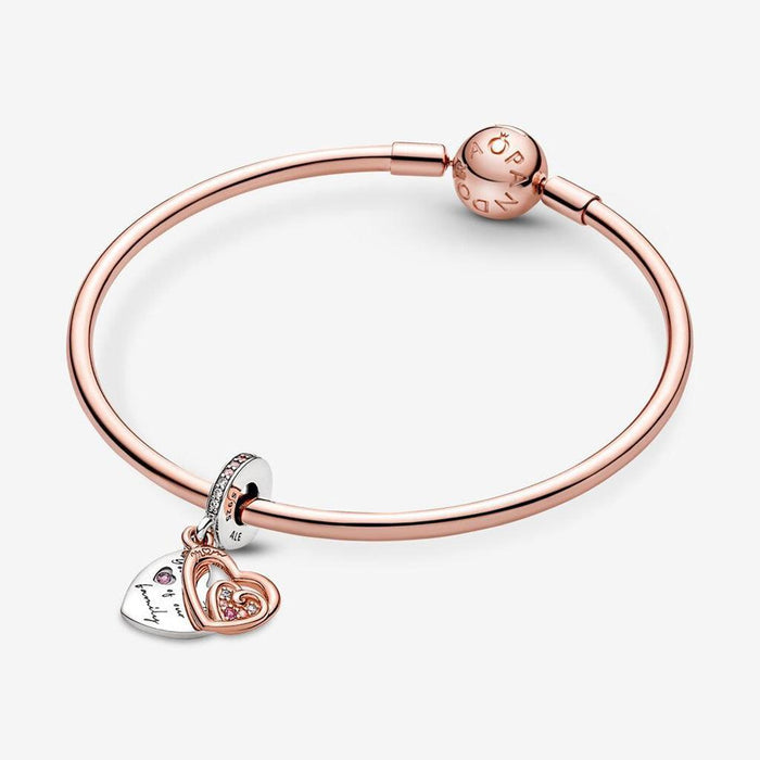 "PANDORA : Entwined Infinite Hearts Double Dangle Charm -"