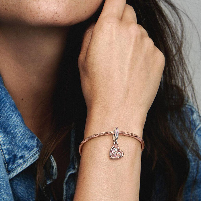 "PANDORA : Entwined Infinite Hearts Double Dangle Charm -"