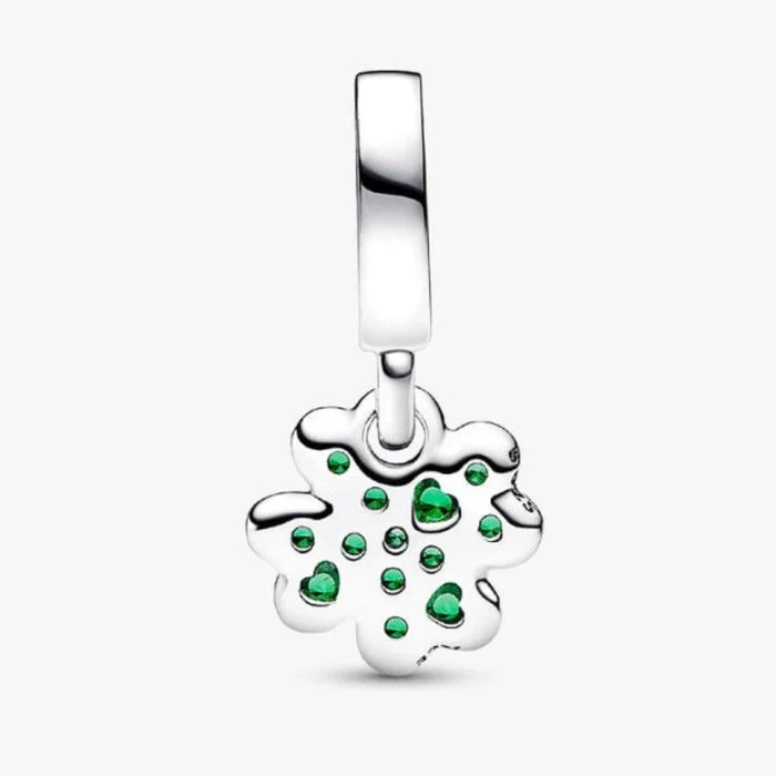 This Pandora Four Leaf Clover Dangle Charm brings a meaningful symbol of luck and positivity to your jewelry collection