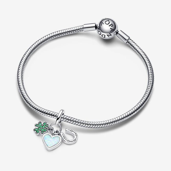 PANDORA : Four Leaf Clover, Heart and Horseshoe Triple Dangle Charm - PANDORA : Four Leaf Clover, Heart and Horseshoe Triple Dangle Charm