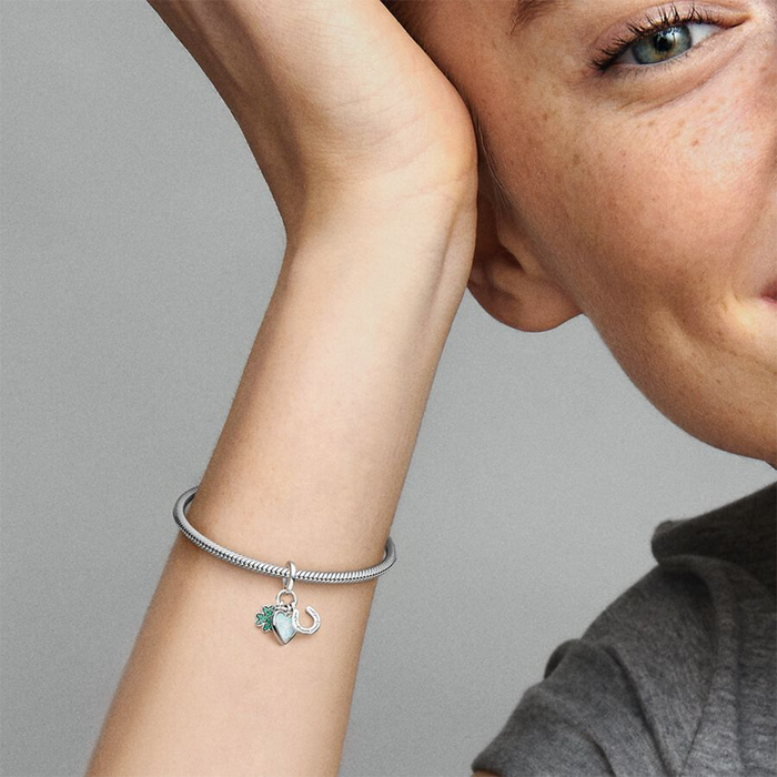 PANDORA : Four Leaf Clover, Heart and Horseshoe Triple Dangle Charm
