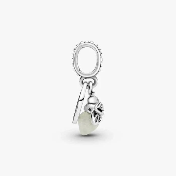 A charm adorned with a bee and a heart, illustrating a blend of love and nature themes.