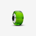 PANDORA : Green Mini Murano Glass Charm in Sterling Silver - PANDORA : Green Mini Murano Glass Charm in Sterling Silver