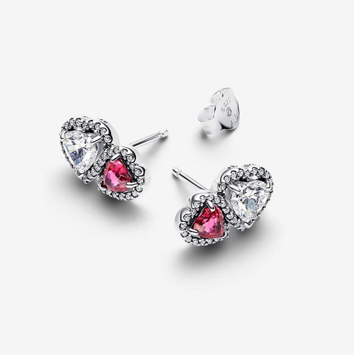 PANDORA : Halo Hearts Stud Earrings - PANDORA : Halo Hearts Stud Earrings