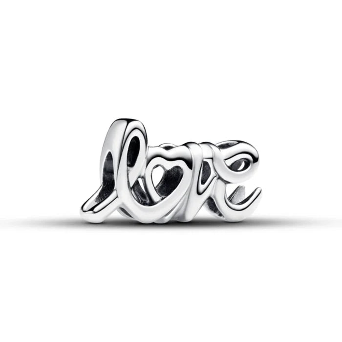 This Pandora Handwritten Love Charm adds a heartfelt touch to your personalized jewelry collection.