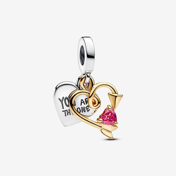 PANDORA : Heart & Arrow Double Dangle Charm - PANDORA : Heart & Arrow Double Dangle Charm
