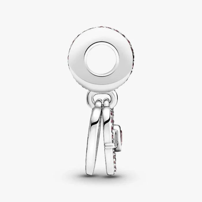 Heart & Mom dangle charm with polished heart design for bracelets or necklaces.