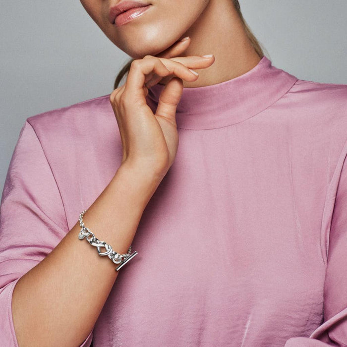 "PANDORA : Knotted Heart Sliding Bracelet -"