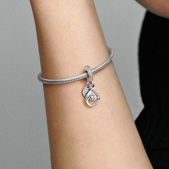"PANDORA : Mom Infinity Pavé Double Dangle Charm -"