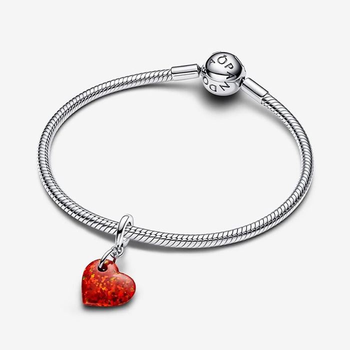 PANDORA : Opalescent Red Heart Dangle Charm - PANDORA : Opalescent Red Heart Dangle Charm