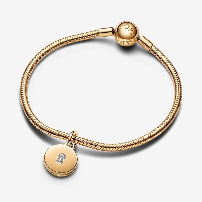 PANDORA : Openable & Engravable Love Locket Dangle Charm - 14k Gold-plated unique metal blend - PANDORA : Openable & Engravable Love Locket Dangle Charm - 14k Gold-plated unique metal blend