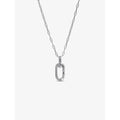 Pandora sterling silver oval link pendant necklace with adjustable chain, product display.