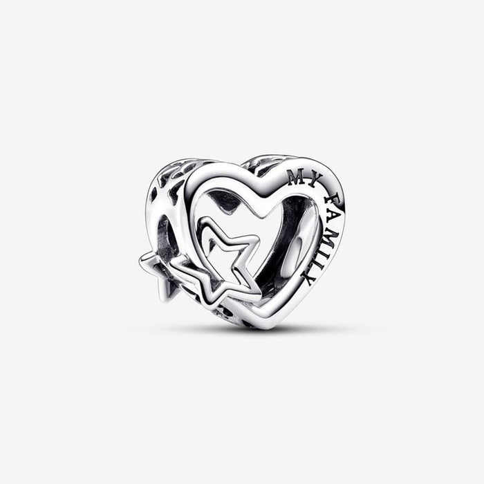 PANDORA : Openwork Family Heart & Star Charm - PANDORA : Openwork Family Heart & Star Charm