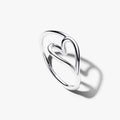 Pandora Organically Shaped Heart Small Ring in sterling silver on a white background.