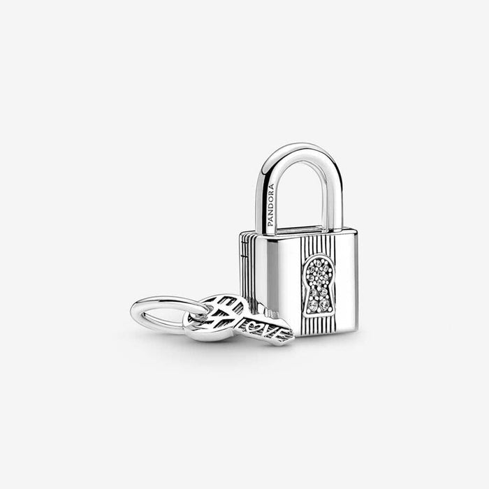 "PANDORA : Padlock and Key Dangle Charm -"