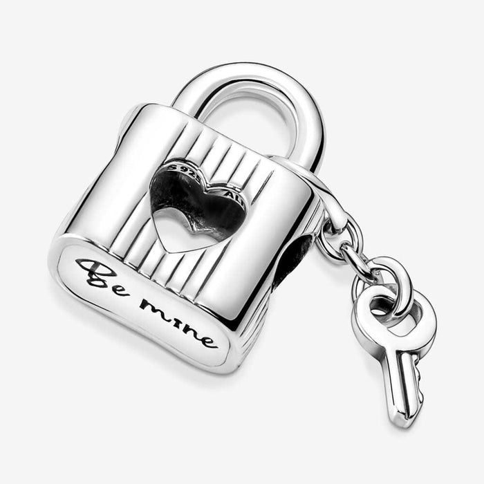 "PANDORA : Padlock & Heart Key Charm -"