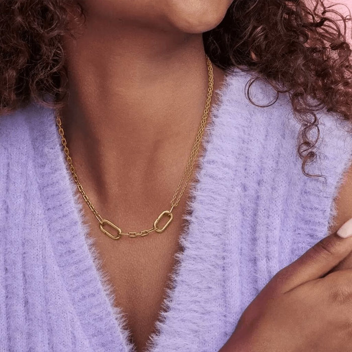 "PANDORA : Pandora ME Double Link Chain Necklace - 17.7\" -"