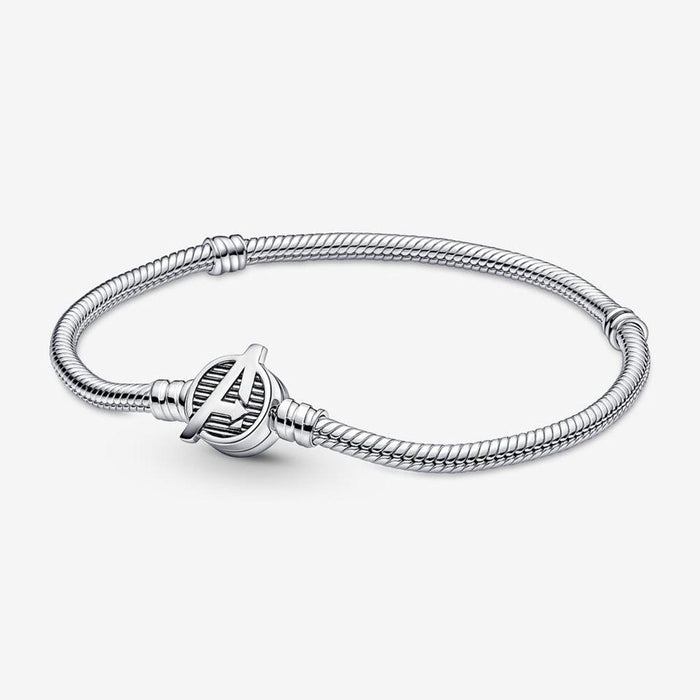 "PANDORA : Pandora Moments Marvel The Avengers Logo Clasp Snake Chain Bracelet -"