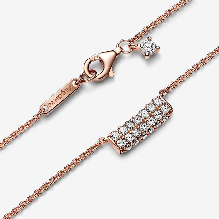 "PANDORA : Pandora Timeless Pavé Double-row Bar Collier Necklace -"