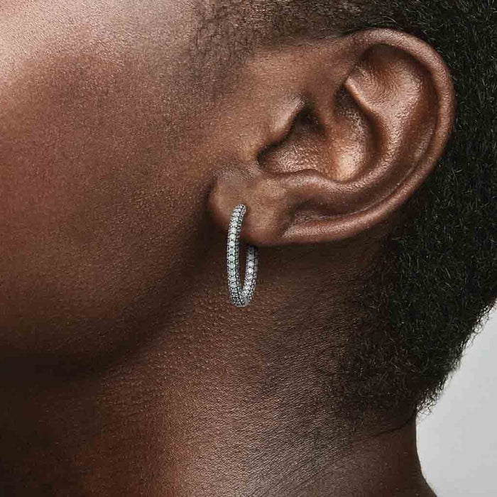 PANDORA : Pandora Timeless Pavé Single-row Hoop Earrings - PANDORA : Pandora Timeless Pavé Single-row Hoop Earrings