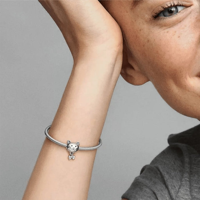 "PANDORA : Pet Cat & Bow Charm -"