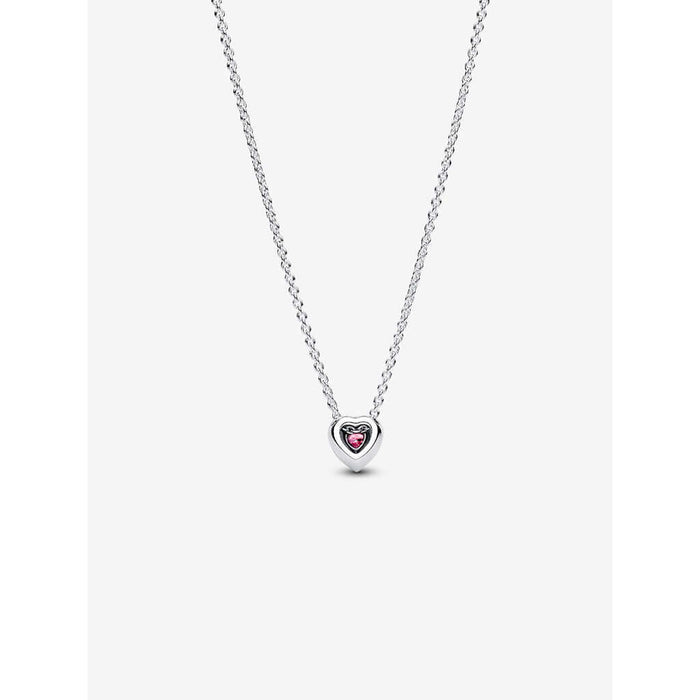 PANDORA : Pink Elevated Heart Necklace - Silver/Pink