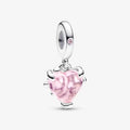 "PANDORA : Pink Family Tree & Heart Dangle Charm -"