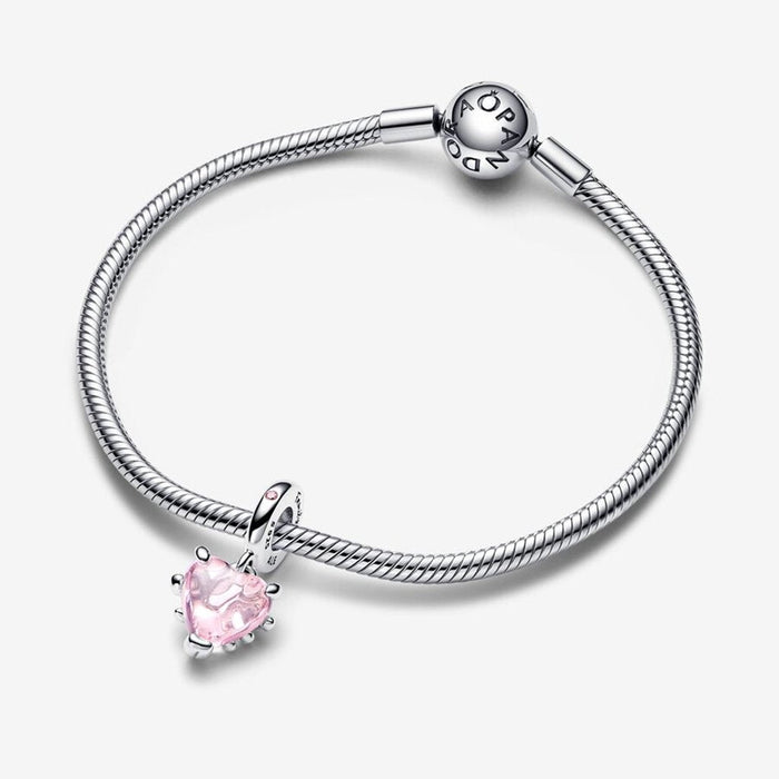 "PANDORA : Pink Family Tree & Heart Dangle Charm -"