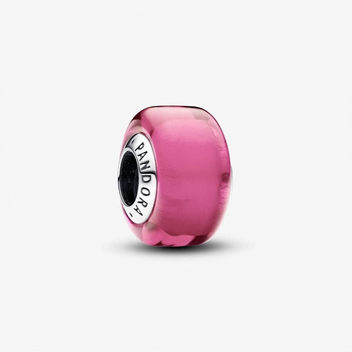 PANDORA : Pink Mini Murano Glass Charm in Sterling Silver - PANDORA : Pink Mini Murano Glass Charm in Sterling Silver