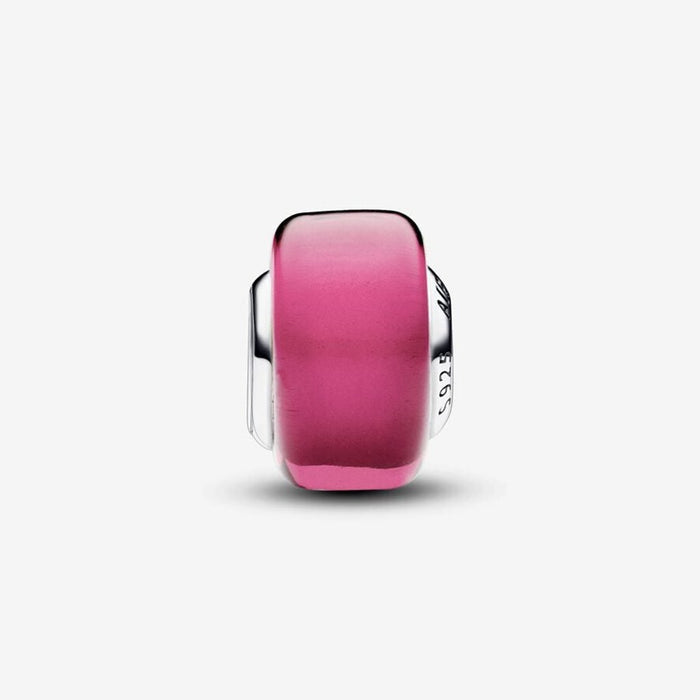 PANDORA : Pink Mini Murano Glass Charm in Sterling Silver - PANDORA : Pink Mini Murano Glass Charm in Sterling Silver