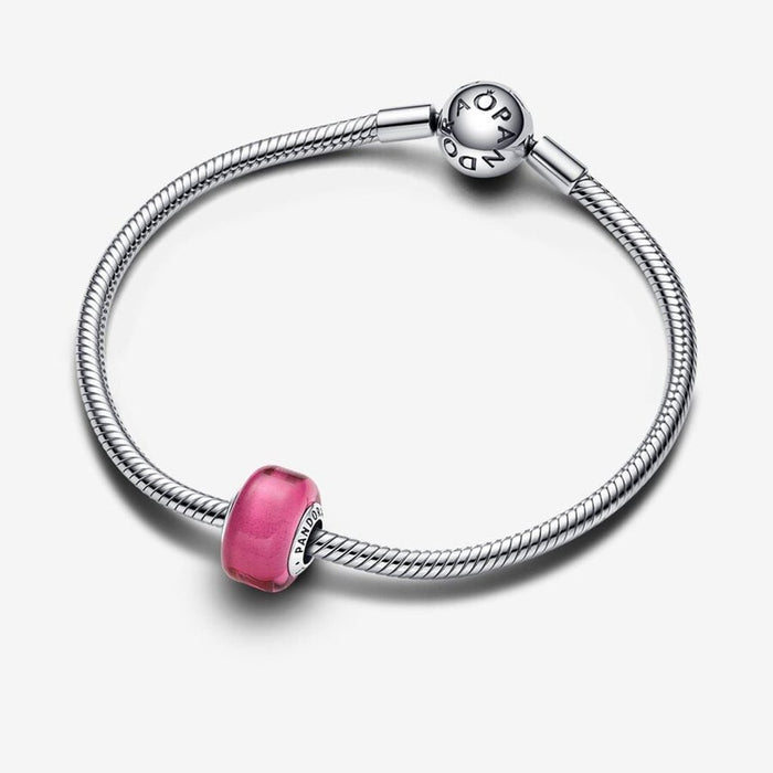 PANDORA : Pink Mini Murano Glass Charm in Sterling Silver - PANDORA : Pink Mini Murano Glass Charm in Sterling Silver