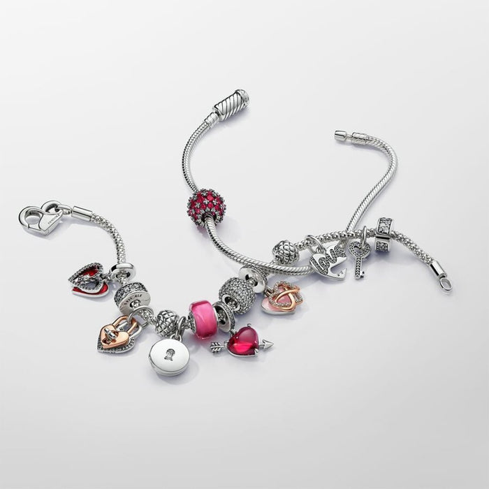 PANDORA : Pink Mini Murano Glass Charm in Sterling Silver - PANDORA : Pink Mini Murano Glass Charm in Sterling Silver