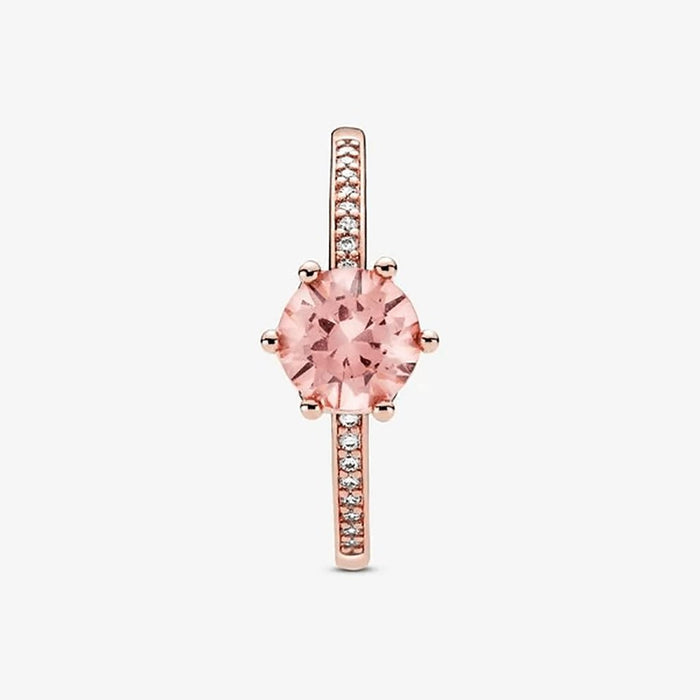 "PANDORA : Pink Sparkling Crown Solitaire Ring -"