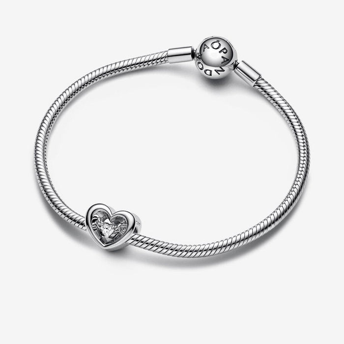 "PANDORA : Radiant Heart & Floating Stone Charm -"