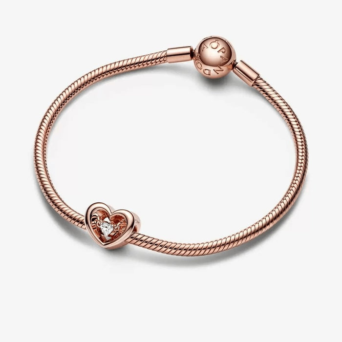 "PANDORA : Radiant Heart & Floating Stone Charm -"