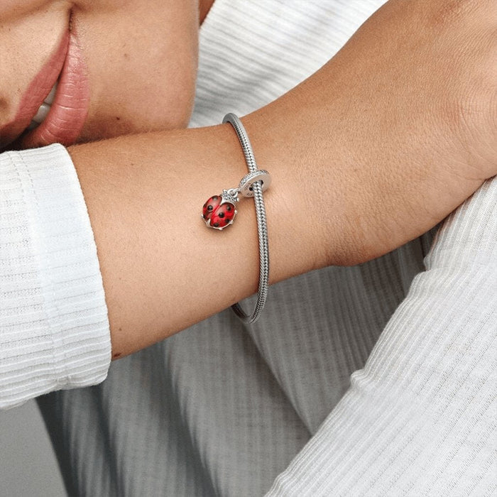 "PANDORA : Red Ladybird Dangle Charm -"