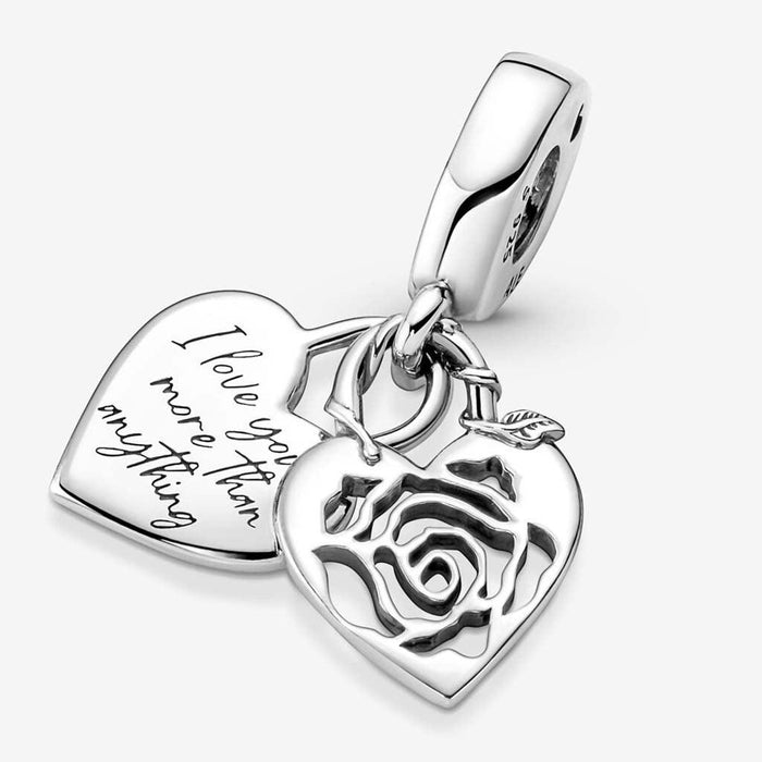 "PANDORA : Rose Heart Padlock Dangle Charm -"