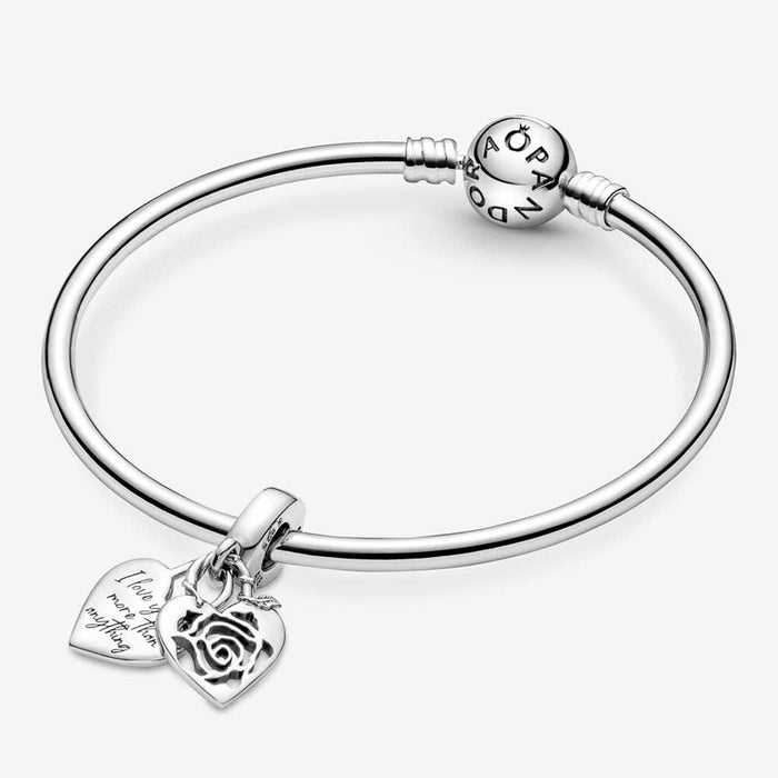 "PANDORA : Rose Heart Padlock Dangle Charm -"