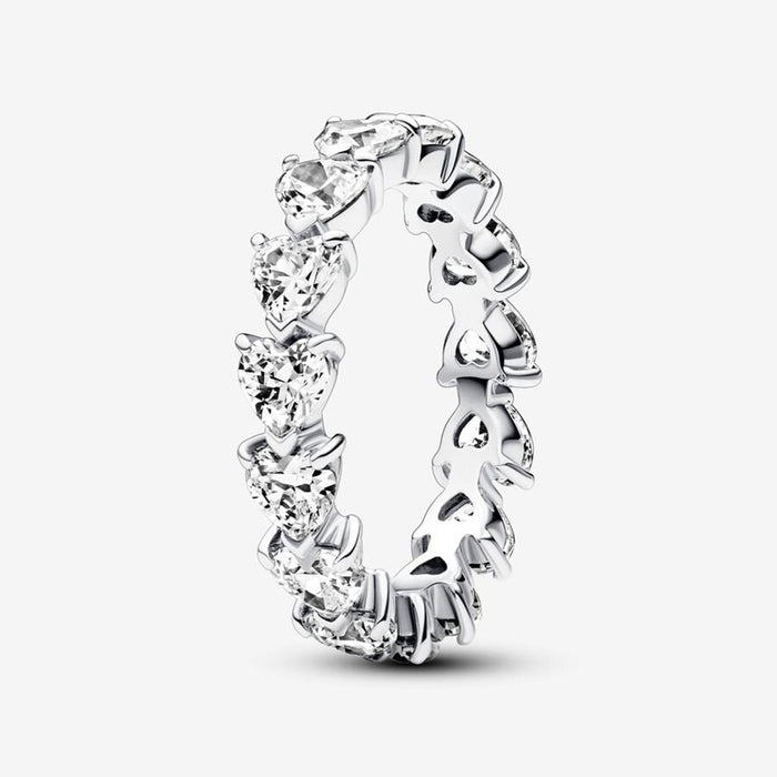 PANDORA : Row of Hearts Eternity Ring - Sterling Silver - PANDORA : Row of Hearts Eternity Ring - Sterling Silver