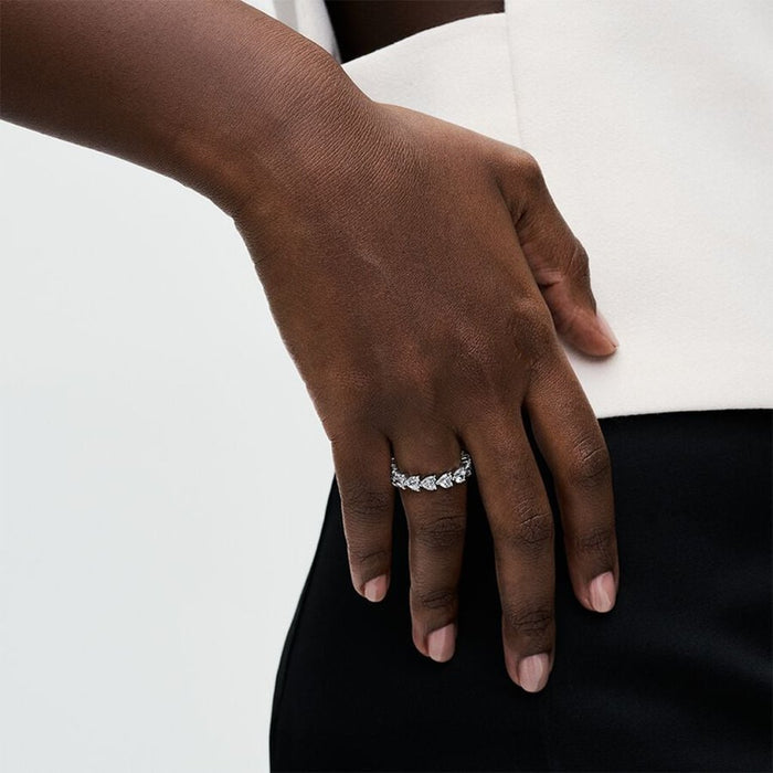 PANDORA : Row of Hearts Eternity Ring - Sterling Silver - PANDORA : Row of Hearts Eternity Ring - Sterling Silver