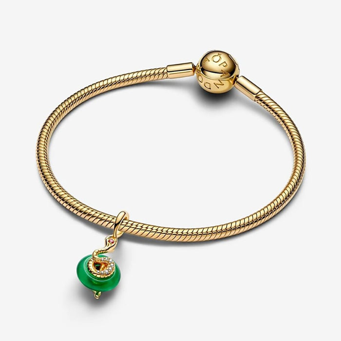 PANDORA : Snake Green Murano Glass Dangle Charm - PANDORA : Snake Green Murano Glass Dangle Charm