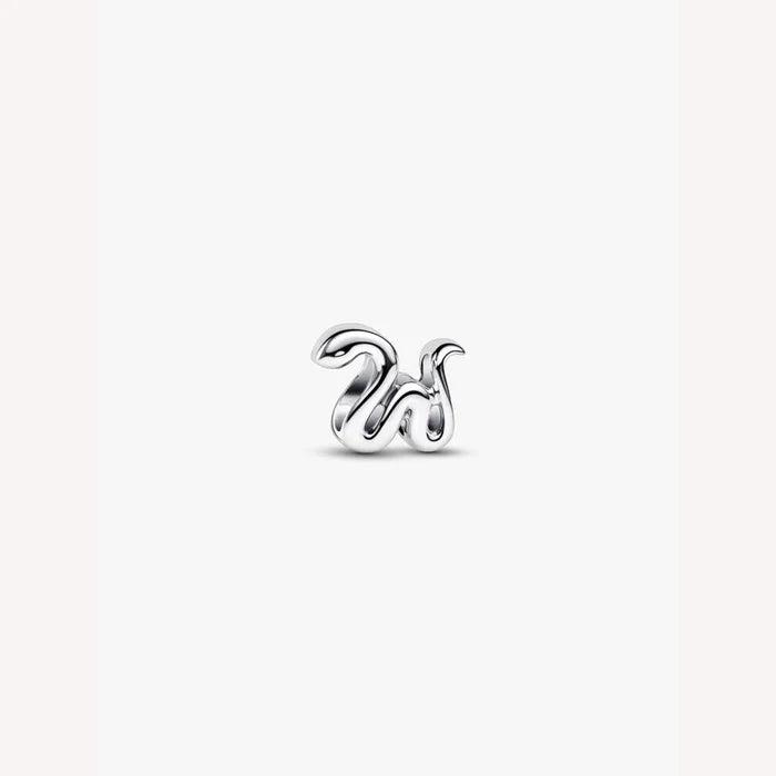 Silver charm stylized snake on a white background
